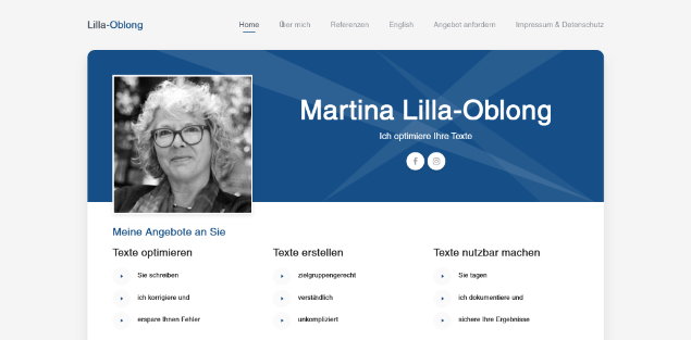 Webseite der Texterin Lilla-Oblong